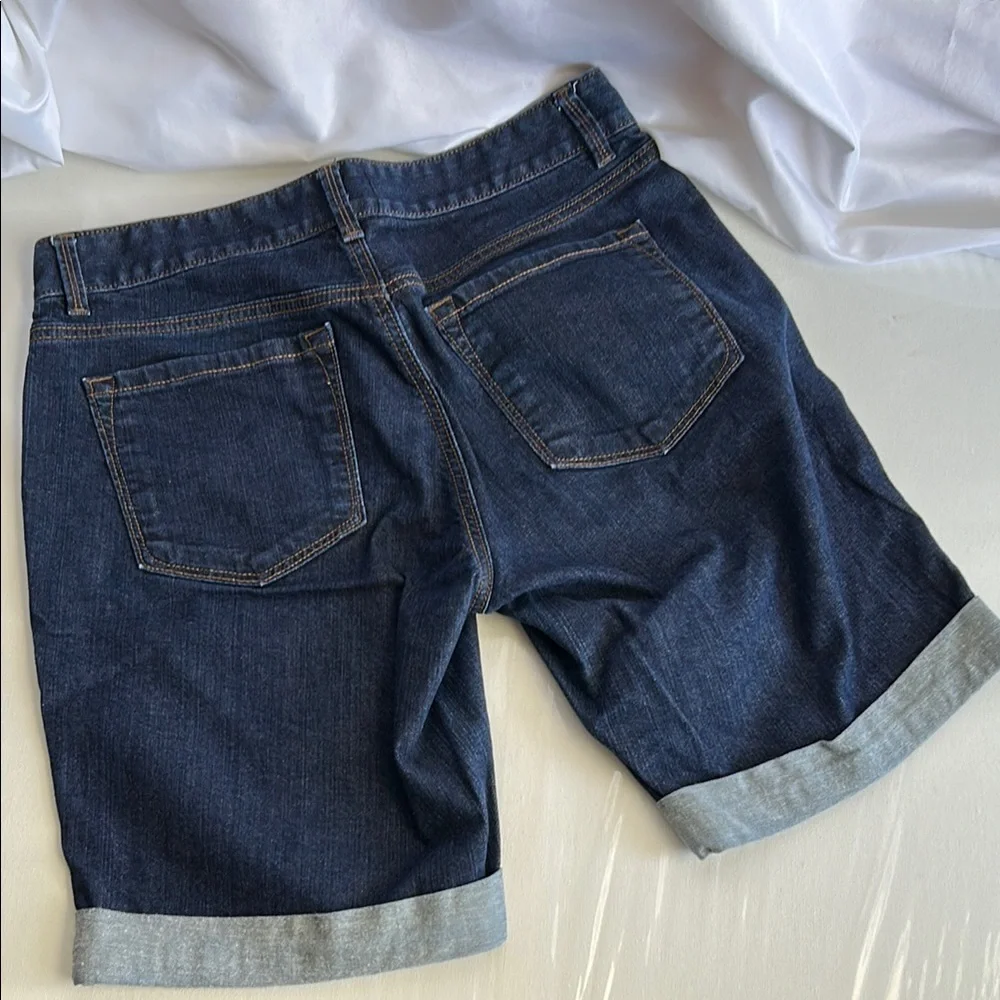 LOFT Blue Jean Shorts with Cuffed Hems